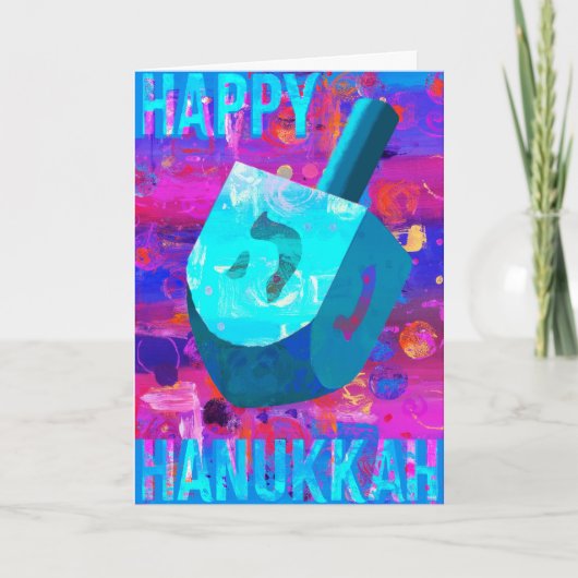 Happy Hanukkah Dreidel Feestdagen Kaart (Voorkant)