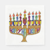 Happy Hanukkah Dreidel Menorah Paper Napkins Servet (Voorkant)