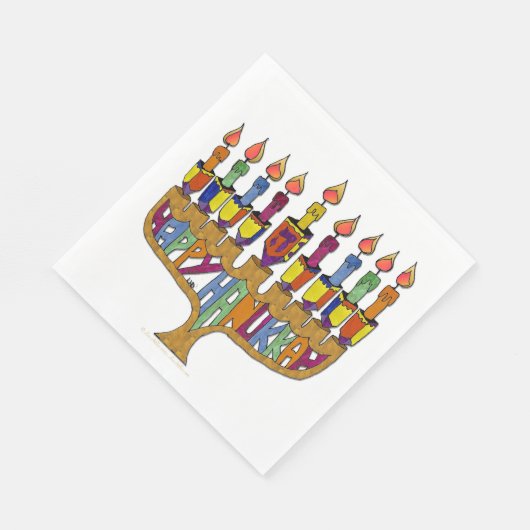 Happy Hanukkah Dreidel Menorah Paper Napkins Servet (Hoek)