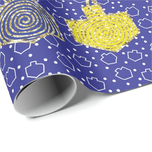 "Happy Hanukkah Dreidel Pinwheels" — Verpakkingspa Cadeaupapier (Rol Hoek)