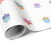 Happy Hanukkah Dreidels en Stars Cadeaupapier (Rol Hoek)