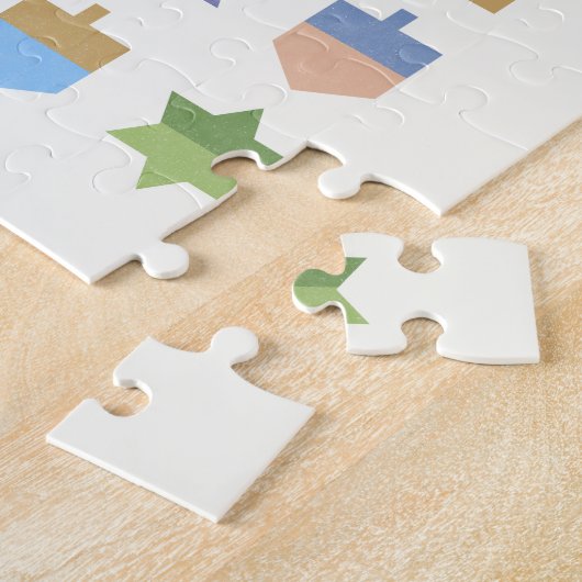 Happy Hanukkah Dreidels en Stars Legpuzzel (Zijkant)