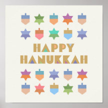 Happy Hanukkah Dreidels en Stars
