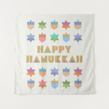 Happy Hanukkah Dreidels en Stars