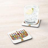 Happy Hanukkah Dreidels Menorah Bier Onderzetter (Rechterzijde)