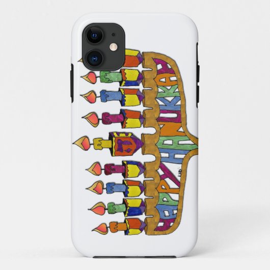 Happy Hanukkah Dreidels Menorah Case-Mate iPhone Case (Achterkant)