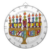 Happy Hanukkah Dreidels Menorah Dartbord (Voorkant)