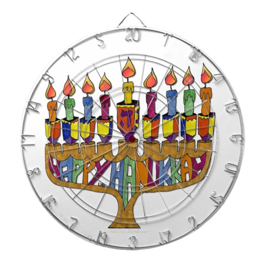 Happy Hanukkah Dreidels Menorah Dartbord (Voorkant)