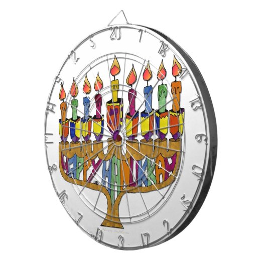 Happy Hanukkah Dreidels Menorah Dartbord (Voorkant Rechts)