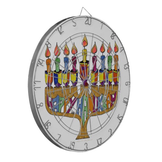 Happy Hanukkah Dreidels Menorah Dartbord (Voorkant Links)