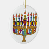 Happy Hanukkah Dreidels Menorah Keramisch Ornament (Rechts)