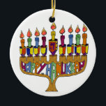 Happy Hanukkah Dreidels Menorah Keramisch Ornament<br><div class="desc">Je bekijkt het Lee Hiller Design Collectie. Apparel,  Gifts & Collectibles Lee Hiller Photography of Digital Art Collectie. Je kunt haar Natuur fotografie uitzichten op http://HikeOurPlanet.com/ en haar wandelende blog volgen in Hot Springs National Park.</div>