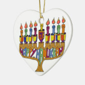 Happy Hanukkah Dreidels Menorah Keramisch Ornament (Links)