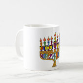 Happy Hanukkah Dreidels Menorah Koffiemok (Voorkant links)