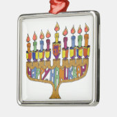 Happy Hanukkah Dreidels Menorah Metalen Ornament (Links)