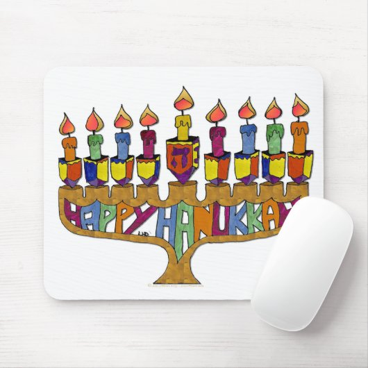 Happy Hanukkah Dreidels Menorah Muismat (Met muis)