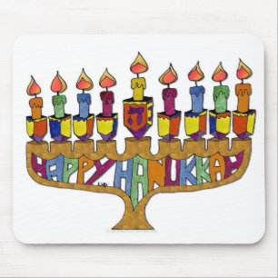 Happy Hanukkah Dreidels Menorah Muismat