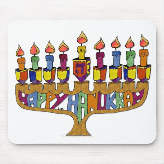 Happy Hanukkah Dreidels Menorah Muismat (Voorkant)
