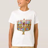 Happy Hanukkah Dreidels Menorah T-shirt (Voorkant)