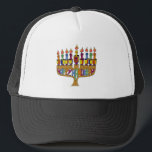 Happy Hanukkah Dreidels Menorah Trucker Pet<br><div class="desc">Je bekijkt het Lee Hiller Design Collectie. Apparel,  Gifts & Collectibles Lee Hiller Photography of Digital Art Collectie. Je kunt haar Natuur fotografie uitzichten op http://HikeOurPlanet.com/ en haar wandelende blog volgen in Hot Springs National Park.</div>