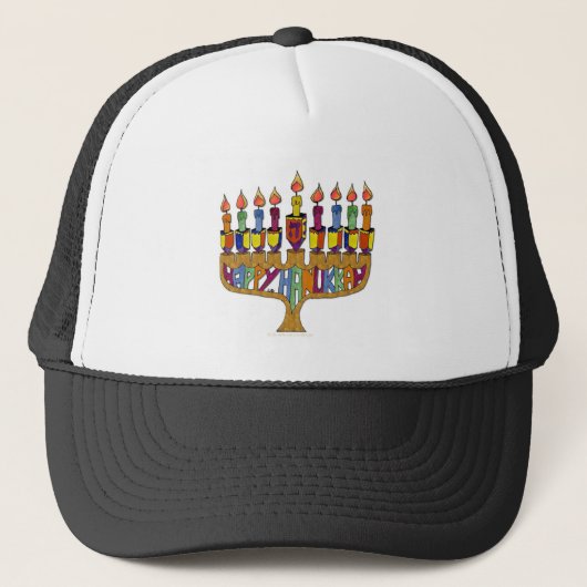 Happy Hanukkah Dreidels Menorah Trucker Pet (Voorkant)