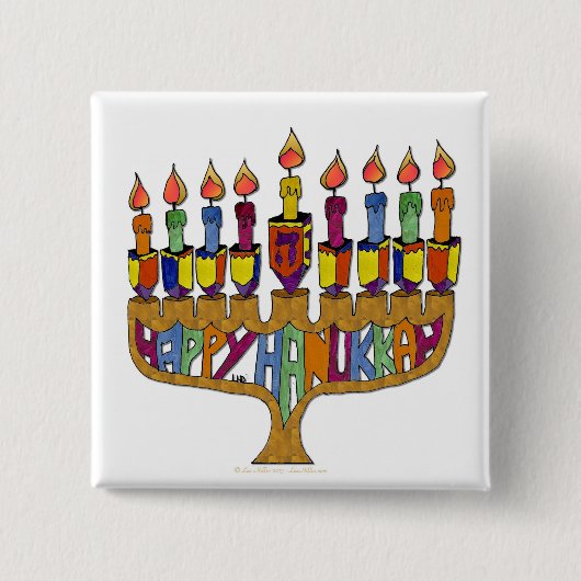 Happy Hanukkah Dreidels Menorah Vierkante Button 5,1 Cm (Voorkant)