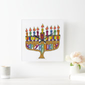 Happy Hanukkah Dreidels Menorah Vierkante Klok (Huis)