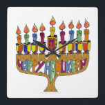 Happy Hanukkah Dreidels Menorah Vierkante Klok<br><div class="desc">Je bekijkt het Lee Hiller Design Collectie. Apparel, Gifts & Collectibles Lee Hiller Photography of Digital Art Collectie. Je kunt haar Natuur fotografie uitzichten op http://HikeOurPlanet.com/ en haar wandelende blog volgen in Hot Springs National Park.</div>