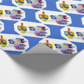Happy Hanukkah Dreidls Gift Wrap Cadeaupapier (Hoek)