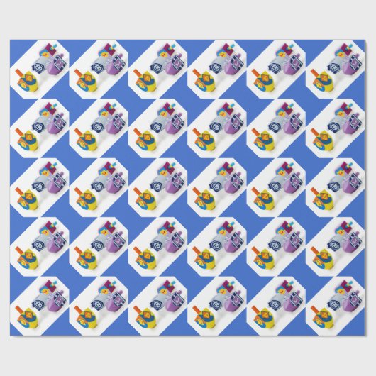 Happy Hanukkah Dreidls Gift Wrap Cadeaupapier (Vlak)