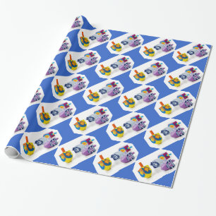 Happy Hanukkah Dreidls Gift Wrap Cadeaupapier