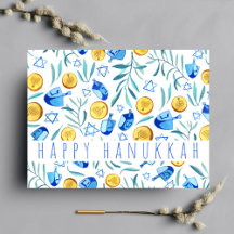 Happy Hanukkah Driedel Gelt Waterverf CUSTOM