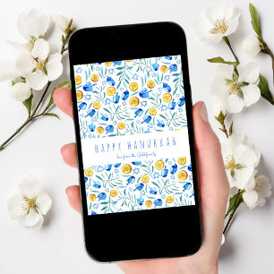 Happy Hanukkah Driedel Waterverf boomvrije Kaart