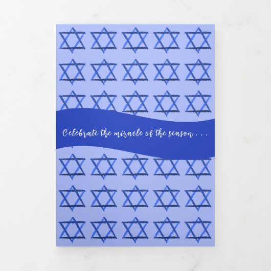 Happy Hanukkah Editable Celebrate Mirakel of Light Drieluik Aankondiging (Cover)
