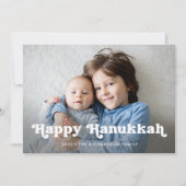 Happy Hanukkah | Eenvoudige Boho-fotobedekking Feestdagenkaart (Voorkant)