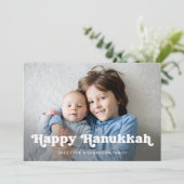 Happy Hanukkah | Eenvoudige Boho-fotobedekking Feestdagenkaart (Staand voorkant)