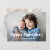 Happy Hanukkah | Eenvoudige Boho-fotobedekking Feestdagenkaart (Voorkant / Achterkant)