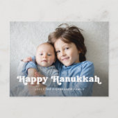 Happy Hanukkah | Eenvoudige Boho-fotobedekking Feestdagenkaart (Voorkant)
