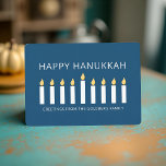 Happy Hanukkah | Eenvoudige en moderne kaarsengroe Feestdagenkaart<br><div class="desc">Dit is een eenvoudig,  minimalistisch en modern ontwerp van de Menorah- of tempelkandelaars.</div>