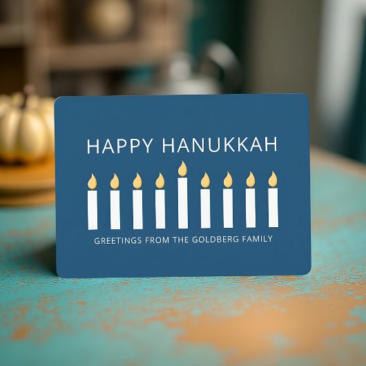 Happy Hanukkah | Eenvoudige en moderne kaarsengroe Feestdagenkaart
