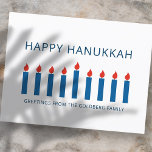 Happy Hanukkah | Eenvoudige en moderne kaarsengroe Feestdagenkaart<br><div class="desc">Dit is een eenvoudig,  minimalistisch en modern ontwerp van de Menorah- of tempelkandelaars.</div>