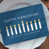 Happy Hanukkah | Eenvoudige en moderne kaarsengroe Feestdagenkaart