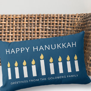Happy Hanukkah   Eenvoudige en moderne kaarsengroe Kussen