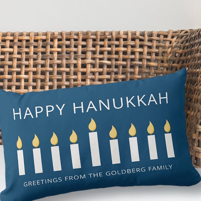 Happy Hanukkah | Eenvoudige en moderne kaarsengroe Kussen (Creator heeft geüpload)