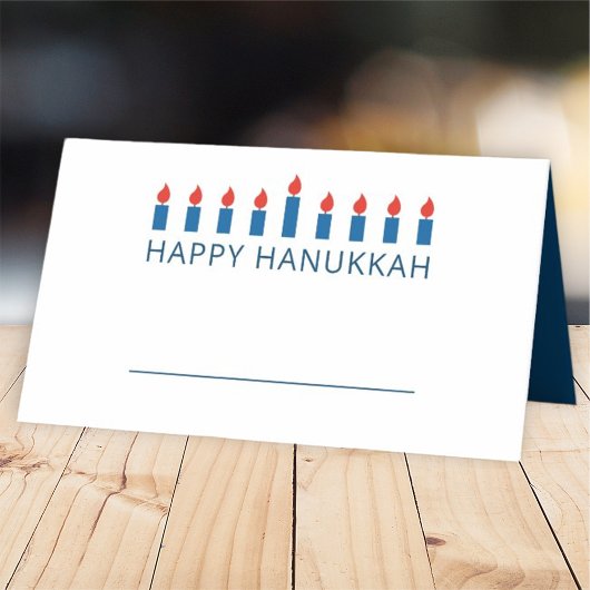 Happy Hanukkah | Eenvoudige en moderne kaarsengroe Plaatskaartje