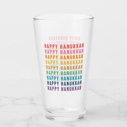 Happy Hanukkah | Eenvoudige regenboogkleuren — Typ Glas (Voorkant)