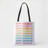 Happy Hanukkah | Eenvoudige regenboogkleuren — Typ Tote Bag (Voorkant)