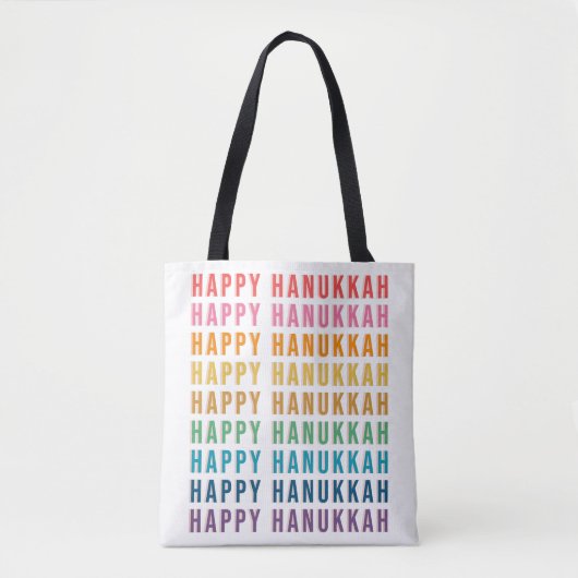 Happy Hanukkah | Eenvoudige regenboogkleuren — Typ Tote Bag (Voorkant)