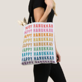 Happy Hanukkah | Eenvoudige regenboogkleuren — Typ Tote Bag (Dichtbij)