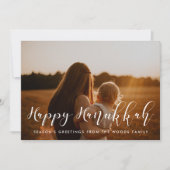 Happy Hanukkah Elegant familieffoto Feestdagenkaart (Voorkant)